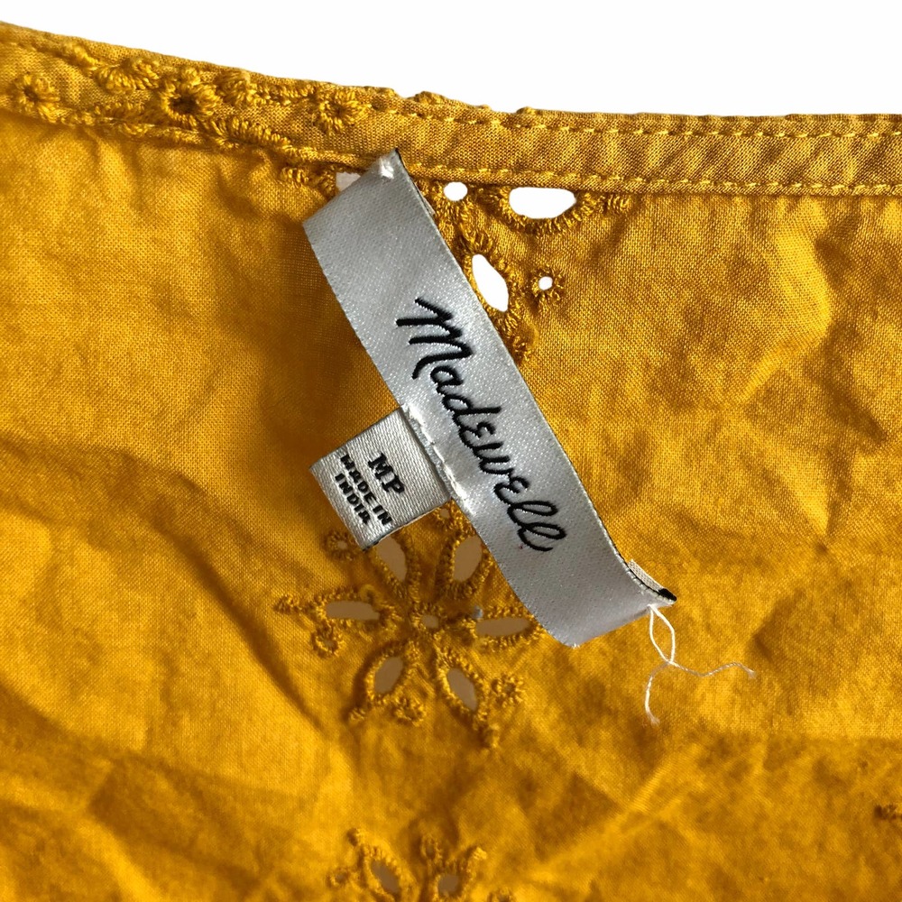 Madewell Yellow Wrap Eyelet Blouse Tie Top - Picture 5 of 6